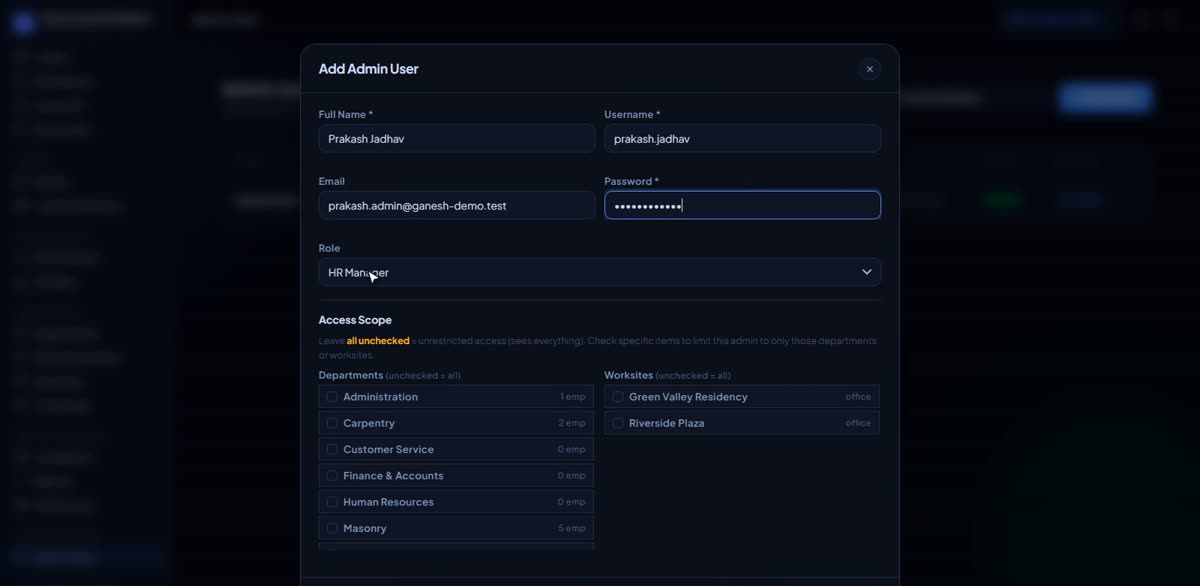 Invite a teammate in BizlumoAI for a construction business