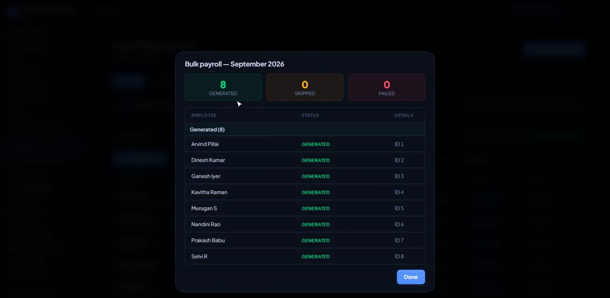 Run your first payroll in BizlumoAI for a field team