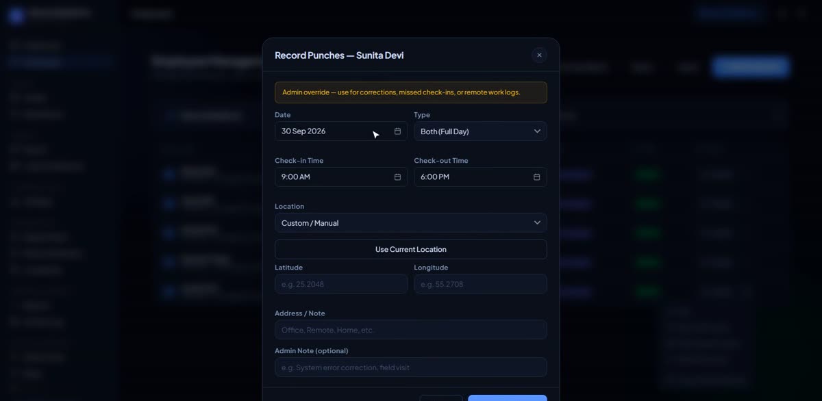 Log the first attendance in BizlumoAI for a household