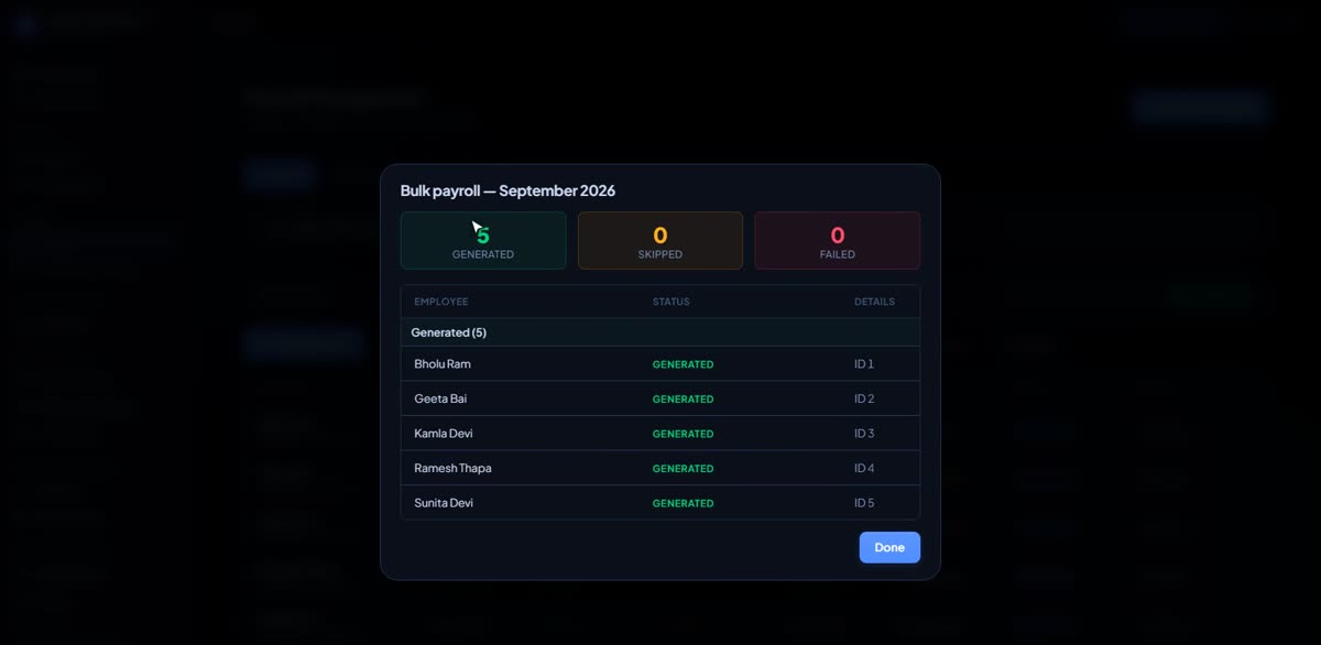 Run your first payroll in BizlumoAI for a household