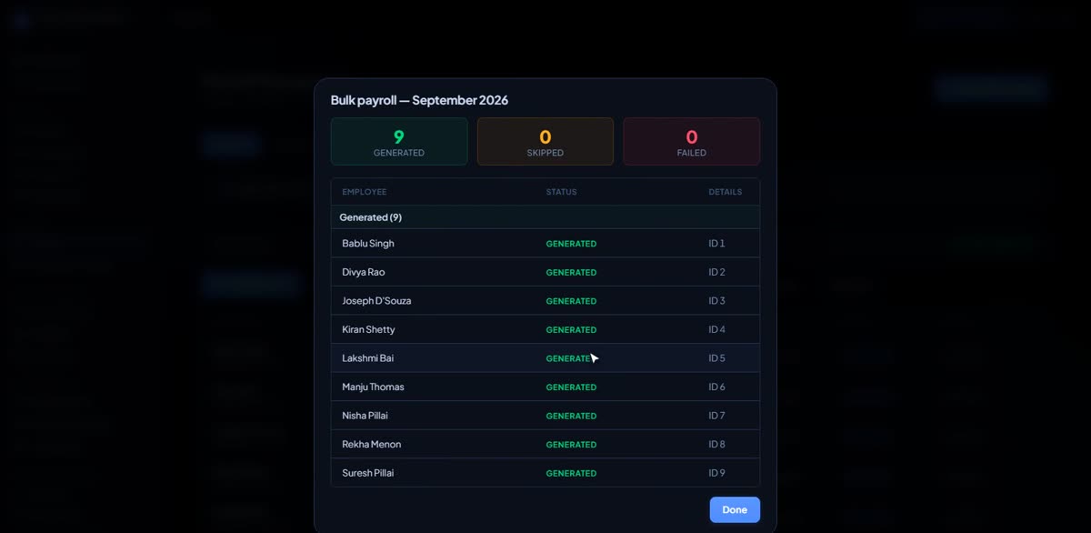 Run your first payroll in BizlumoAI for a restaurant or café