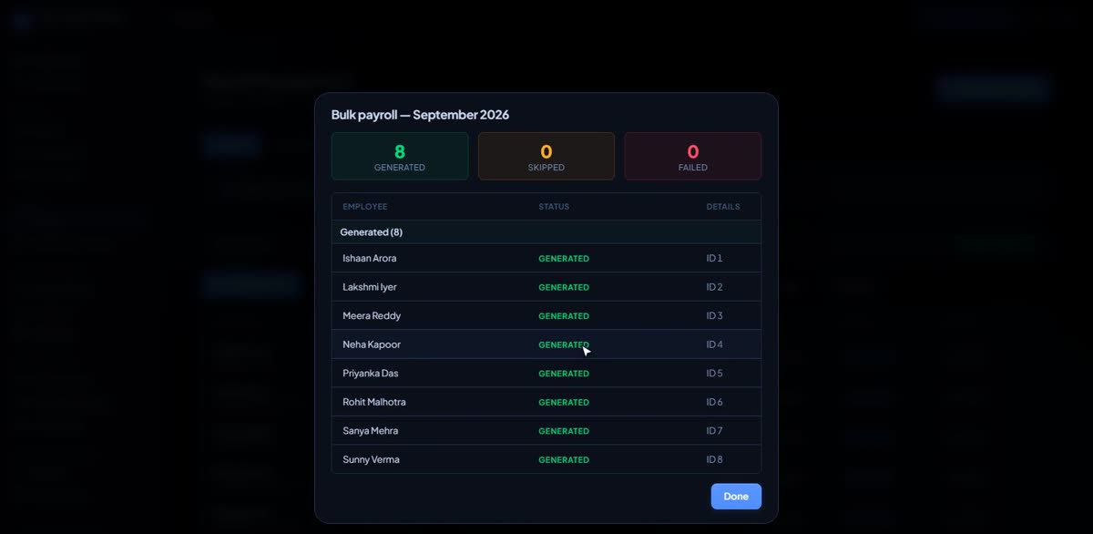 Run your first payroll in BizlumoAI for a salon, spa or clinic