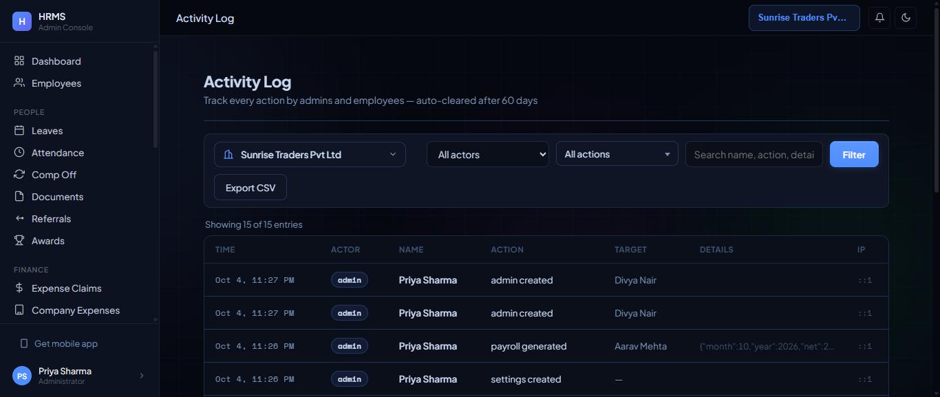 Activity Log.