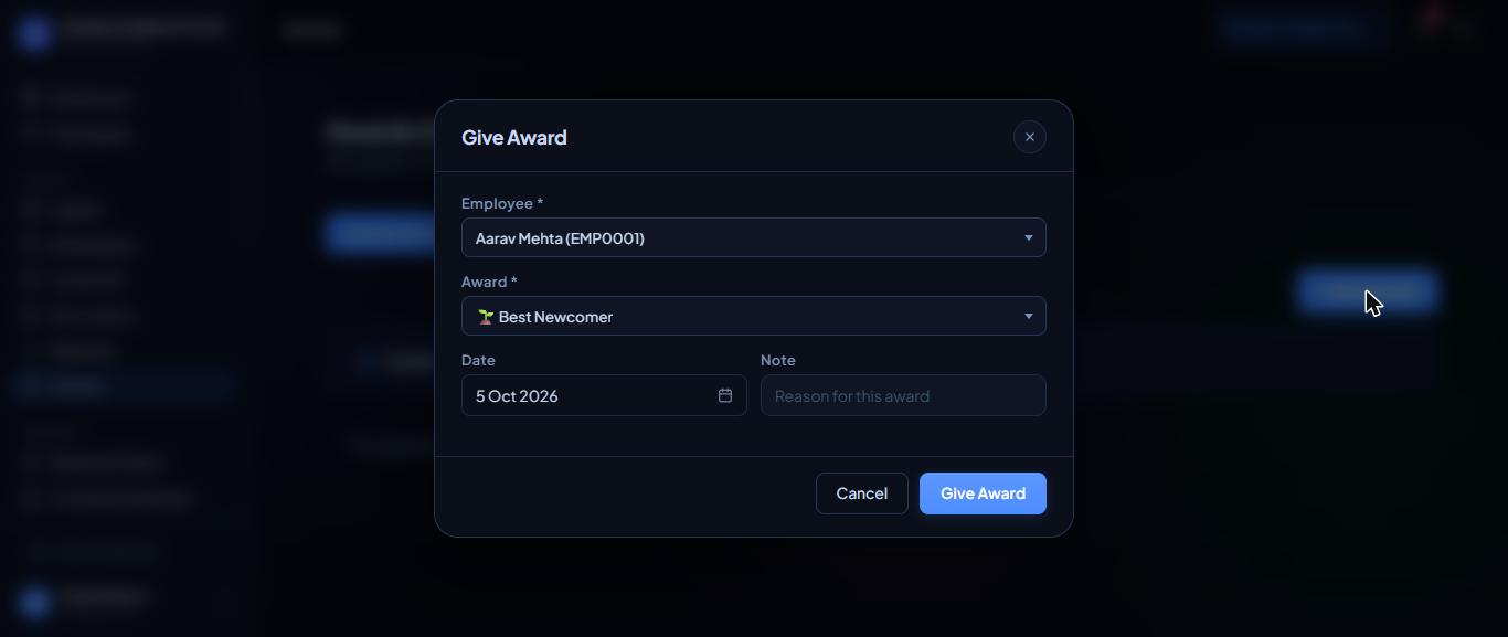 Giving an award.