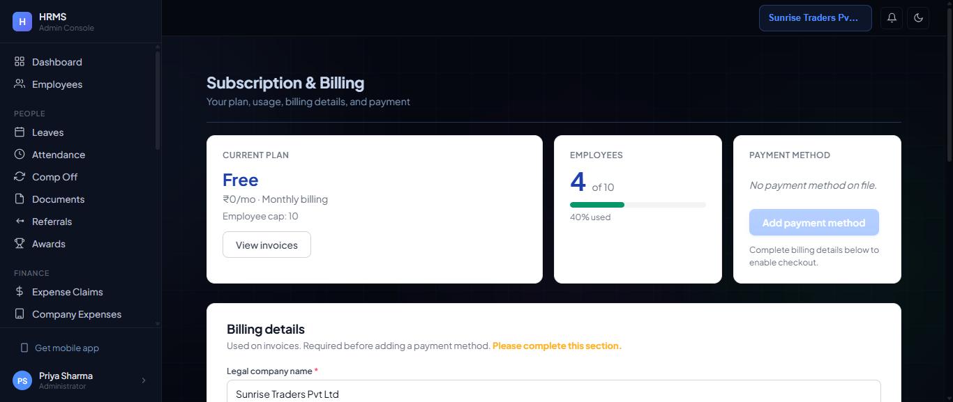 Subscription & Billing.