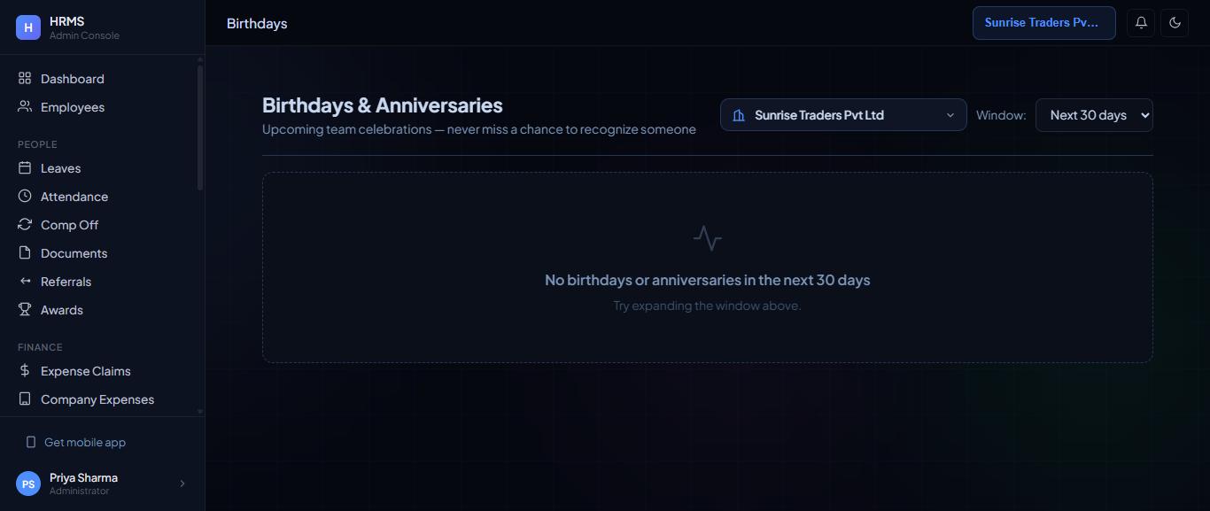 Birthdays & Anniversaries.