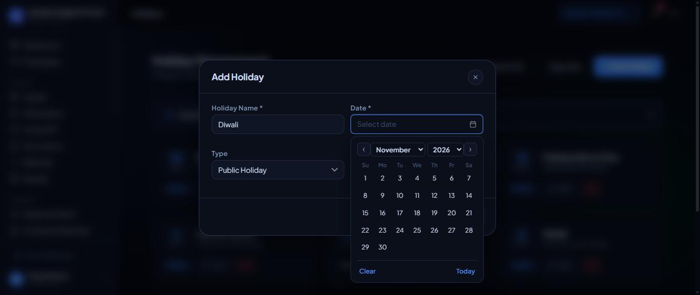In any date box, pick the month and year from the lists, then click the day.