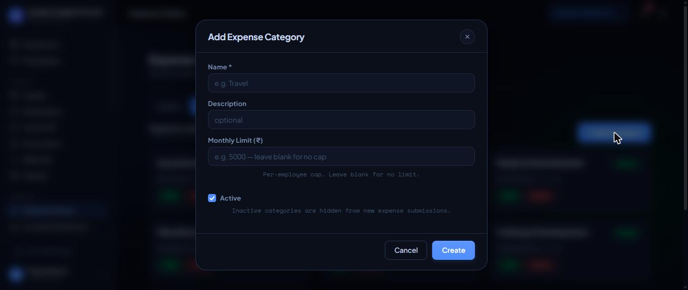 Adding a category with a monthly limit.