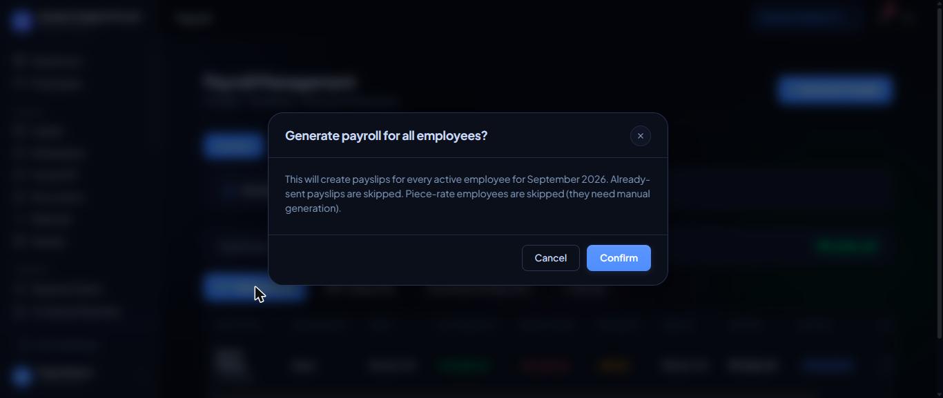 Confirming Generate All.