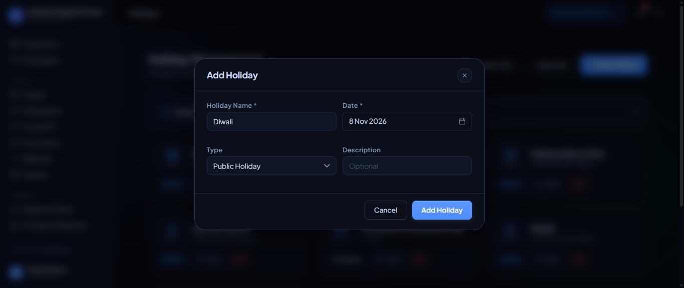 Adding a holiday.
