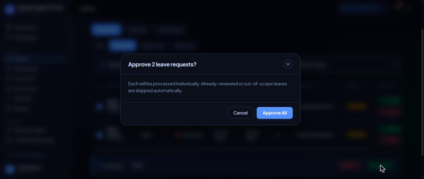 Confirm the bulk approval.