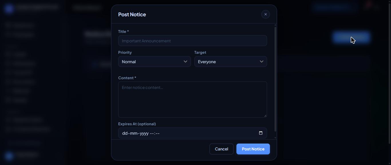 Posting a notice.