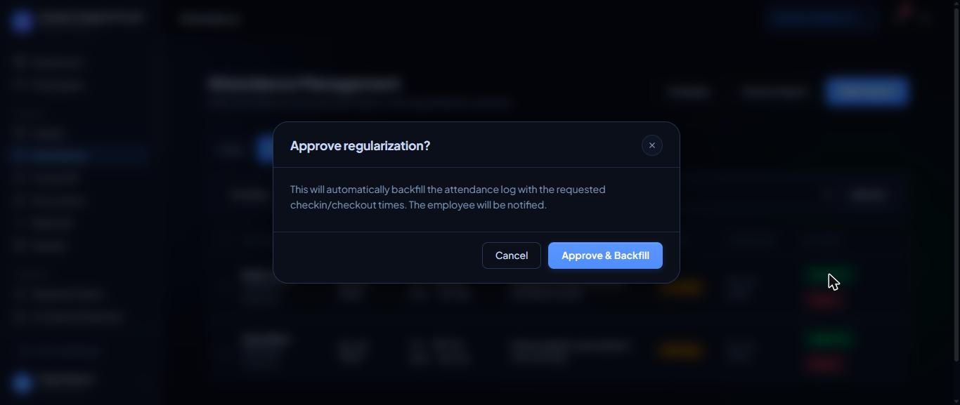 Approving fills the attendance record for you.